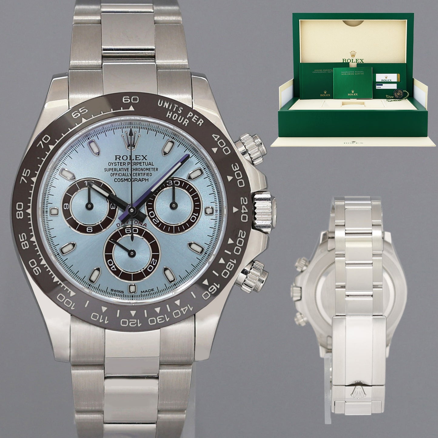 2020 MINT PAPERS Rolex Daytona 116506 Platinum Glacier Ice Blue Ceramic Watch Box