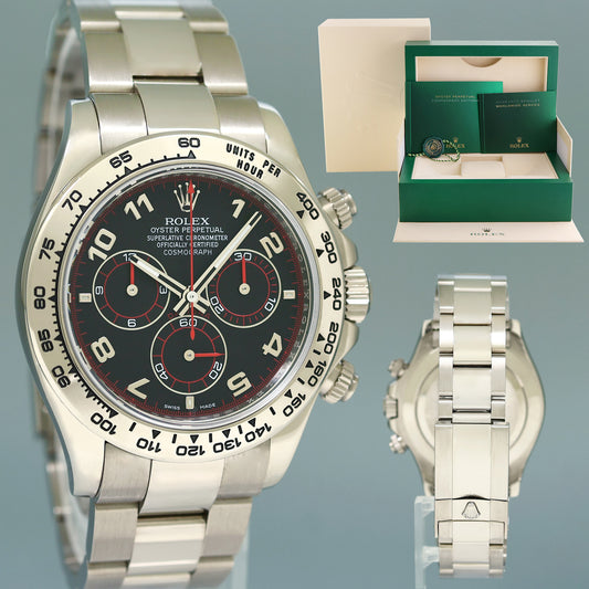 MINT Rolex Daytona Racing Dial Red Hands 116509 Cosmograph White Gold Watch Box