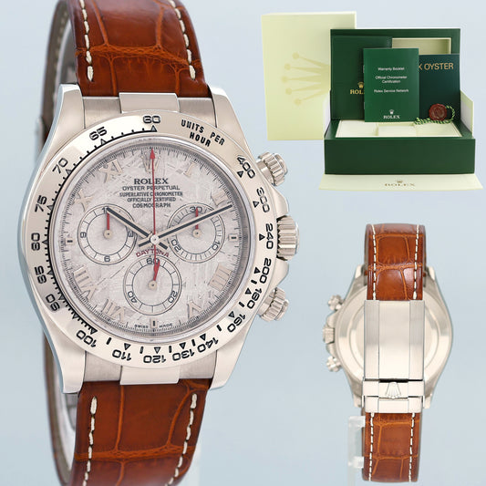 MINT 2005 Rolex Daytona White Gold 116519 Meteorite Roman Leather Watch Box