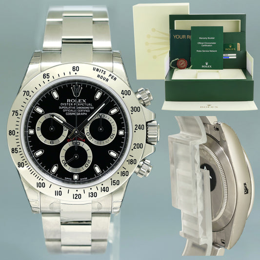 PAPERS STICKERS NEW 2012 Rolex Daytona 116520 Black Steel Chrono 40mm Watch Box