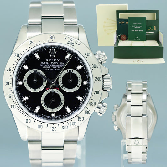 MINT 2009 PAPERS Rolex 116520 Daytona Black Steel Cosmograph Chrono Watch Box