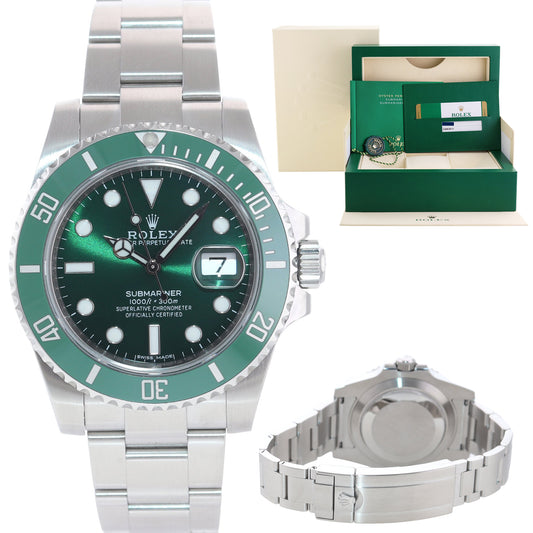MINT PAPERS Rolex 116610LV Hulk Submariner Green Dial Ceramic Steel Watch Box