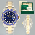 MINT 2023 CPO PAPERS Rolex Submariner Blue Ceramic 116613LB Two Tone Yellow Gold Watch Box
