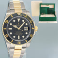 MINT Rolex Submariner 116613LN Two Tone Steel Yellow Gold Black Diamond Serti Watch