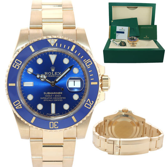 2017 MINT PAPERS Rolex Sunburst Blue Ceramic 116618 Yellow Gold 40mm Watch Box