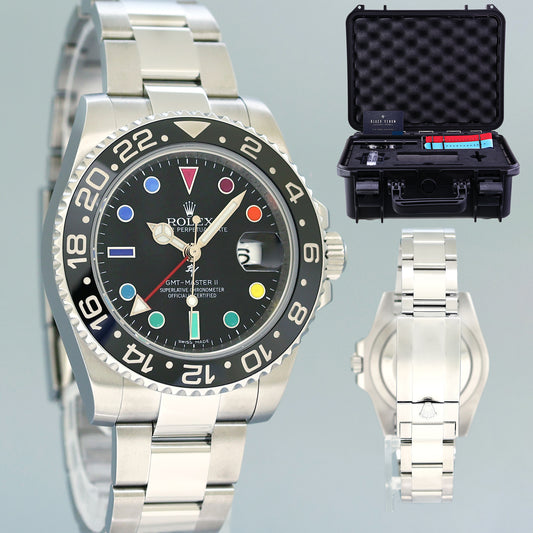 MINT Rolex 116710LN GMT Master II Steel Ceramic Black Venom Rainbow Dial 40mm Watch
