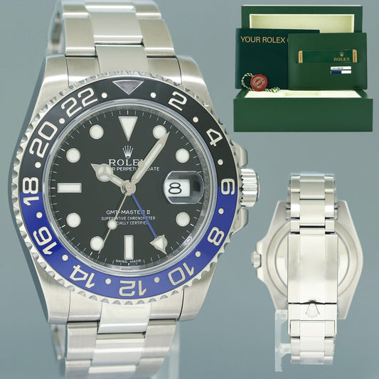 PAPERS Rolex GMT Master II 116710 BLNR Steel 40mm Ceramic Batman Blue Watch Box
