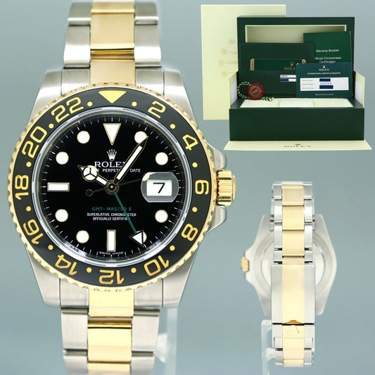 2014 RSC Papers 116713 Rolex GMT-Master II 2 Ceramic Black Two Tone Steel Gold Watch