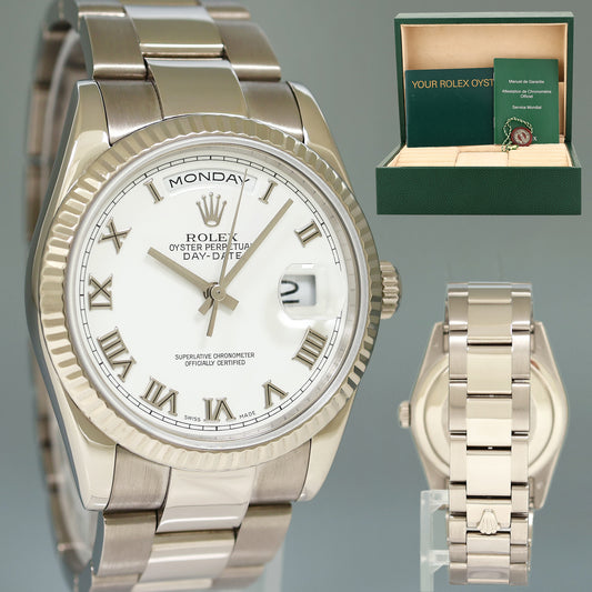 MINT Rolex President Day Date White Roman 118239 White Gold Oyster Watch Box