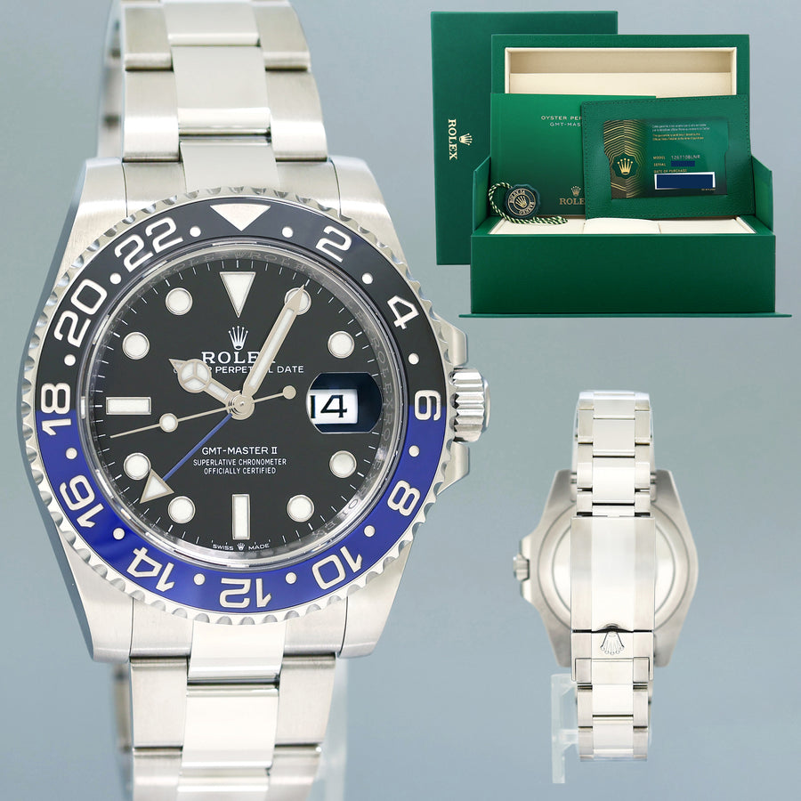 2026 NEW PAPERS Rolex 126710BLNR GMT Master II Batman Black Blue Oyster Watch