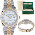 2023 NEW PAPERS 126233 Rolex DateJust 36mm White Roman Two Tone Jubilee 18k Gold Watch