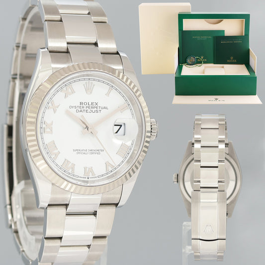 2022 MINT Rolex DateJust White Roman 126234 Steel Oyster White Gold Watch