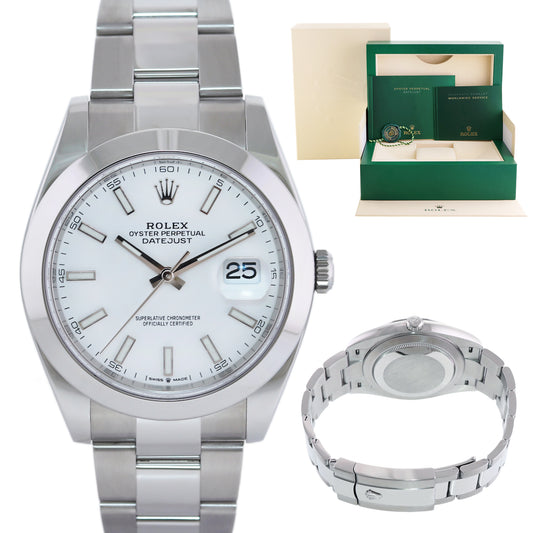 2021 MINT Rolex DateJust 41mm 41 Steel 126300 White Stick Oyster Watch Box