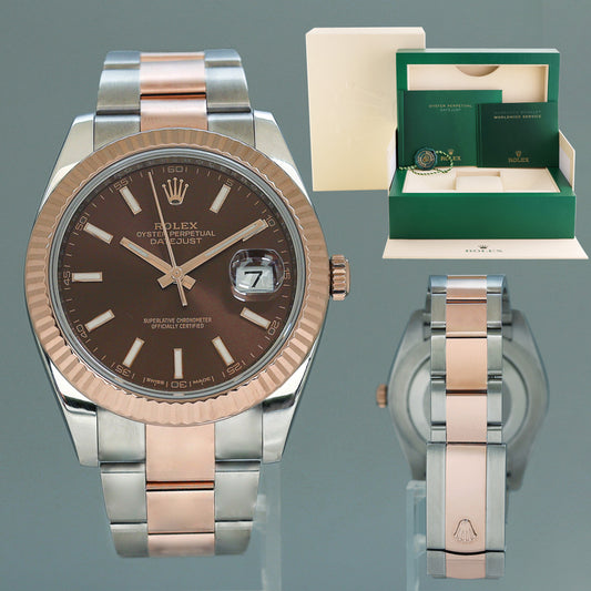 MINT 2021 Rolex DateJust 41 126331 Brown Rose Gold Two-Tone Oyster Watch Box
