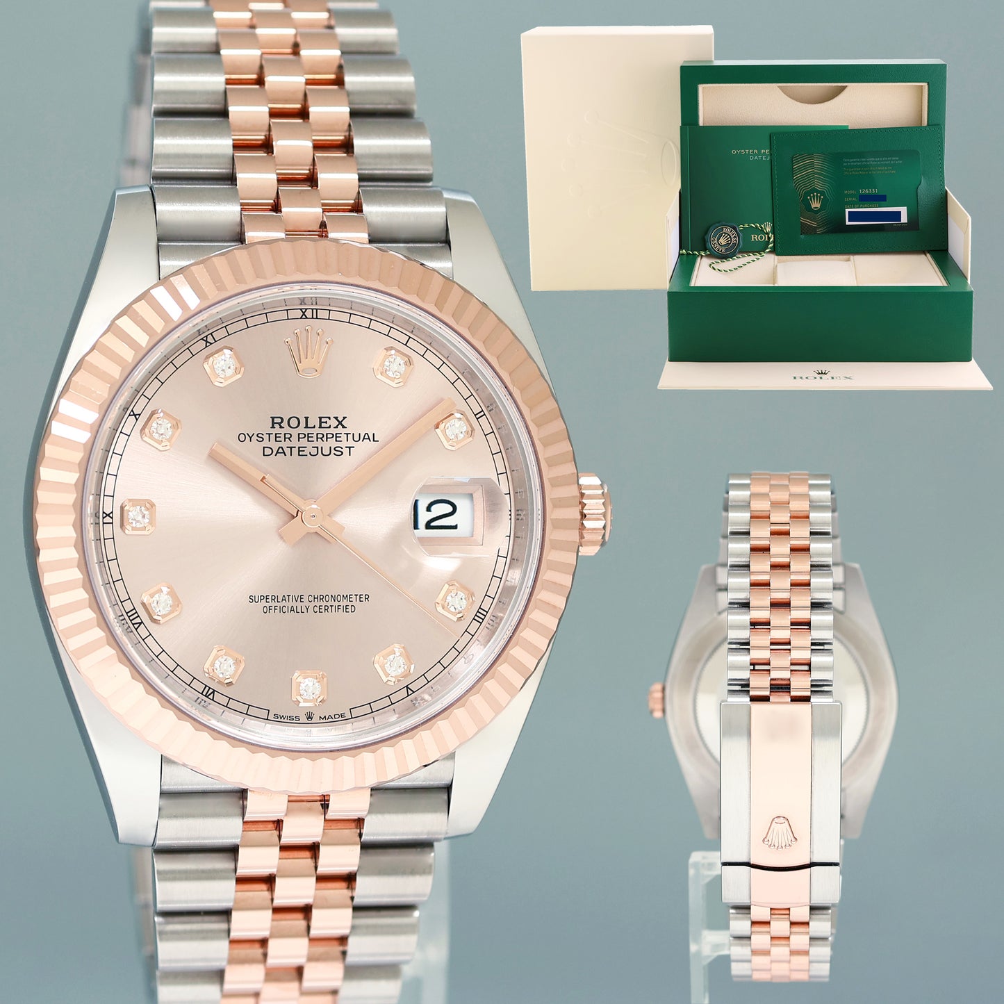 2025 NEW PAPERS Rolex DateJust 41 126331 Diamond Jubilee Rose Gold Two-Tone Watch