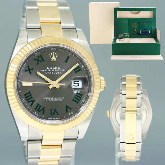 2022 NEW PAPERS 126333 Rolex DateJust 41 Two Tone Yellow Gold Wimbledon Watch Box