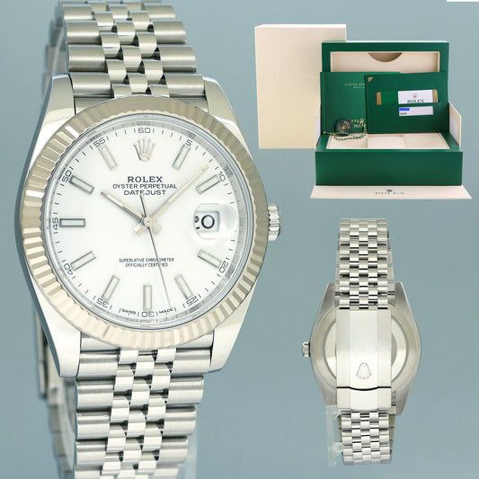 MINT PAPERS Rolex DateJust 41 White 126334 Steel White Gold Jubilee Watch Box