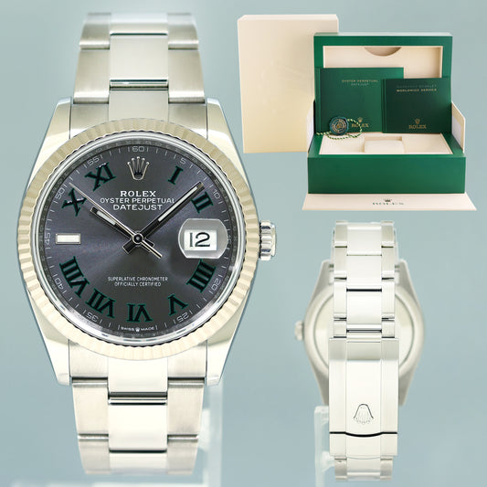 2022 MINT Rolex DateJust 36mm Wimbledon Stick 126234 Steel Oyster White Gold Watch