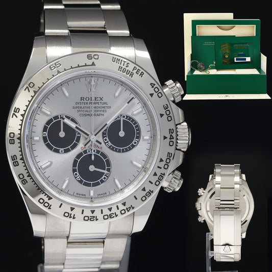 PAPERS 2023 Rolex Daytona Ghost Panda Silver Chronograph 126509 White Gold Watch Box