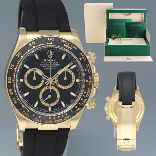 2023 MINT Rolex Oysterflex Daytona 126518LN Yellow Gold Black Dial Ceramic Watch Box