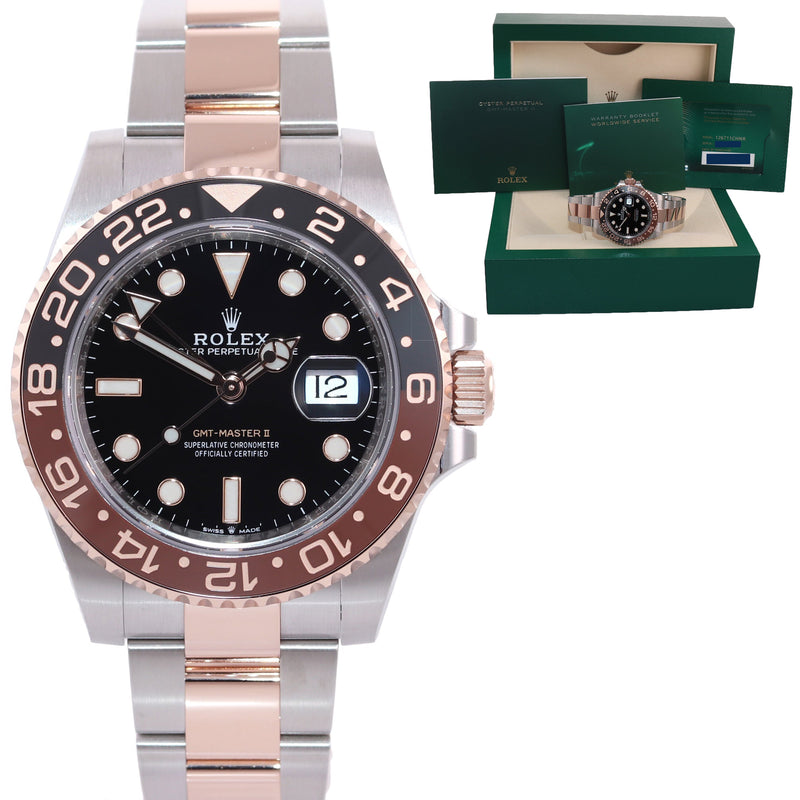 2022 NEW PAPERS Rolex GMT Master 2 II Root Beer Rose Gold 126711 CHNR Watch Box