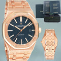 PAPERS MINT Audemars Piguet Royal Oak 41mm Rose Gold 15400OR Blue Dial Watch Box