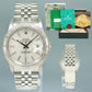 MINT Rolex DateJust 16264 Turn-O-Graph Silver Stick Jubilee White Gold 36mm Watch Box