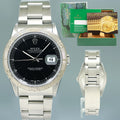 MINT Rolex DateJust 16264 Turn-O-Graph Black Stick Oyster White Gold 36mm Watch Box