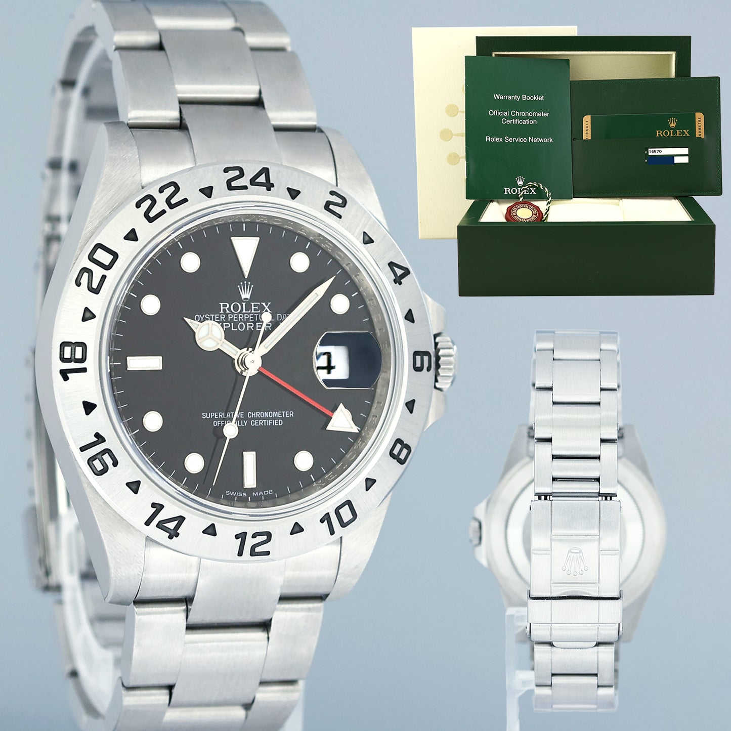 MINT 2012 PAPERS Rolex 16570 Black Steel 3186 Movement Explorer 40mm Watch Box