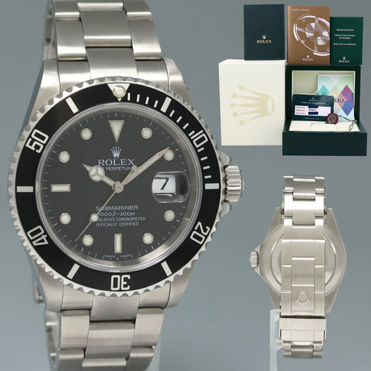 PAPERS MINT 2006 RSC Rolex Submariner Date 16610LN Steel Black Dial 40mm Oyster Watch