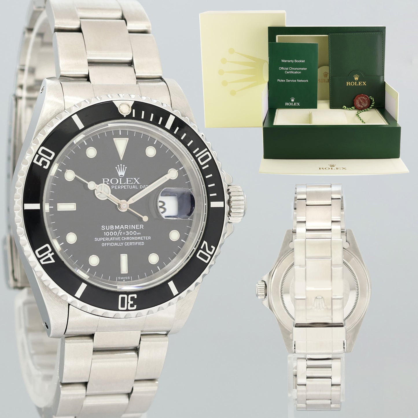 1998 Swiss Only Dial Rolex Submariner Date 16610 Steel Black 40mm Watch Box