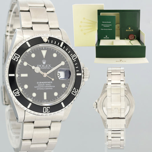 1998 Swiss Only Dial Rolex Submariner Date 16610 Steel Black 40mm Watch Box