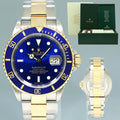 MINT 2004 Rolex Submariner 16613 LB Gold Steel Two Tone Gold 40mm Sunburst Blue Watch