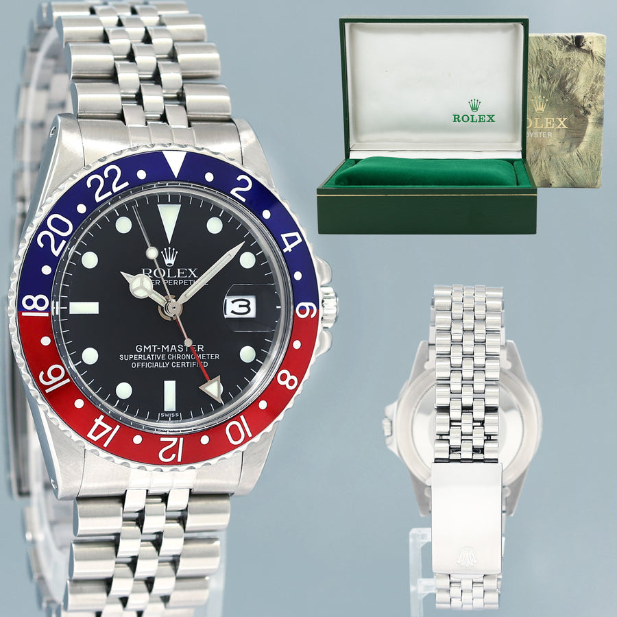 Rolex GMT-Master Pepsi Blue Red Jubilee Steel 1675 Oyster Steel Watch Box