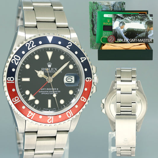 Vintage 1984 Rolex GMT-Master II 2 Fat Lady Coke Red Steel 16760 40mm Watch Box