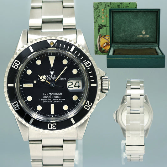Vintage Rolex Submariner Date 1680 Steel Black Oyster 40mm Watch Box