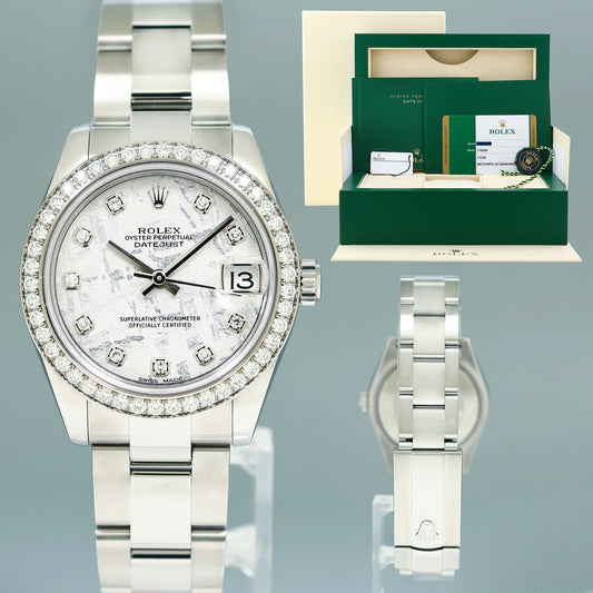 2020 NEW PAPERS Ladies 178384 Rolex DateJust 31mm Meteorite Diamond Gold Watch