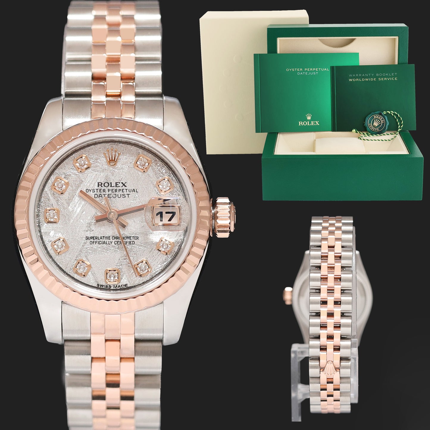 2015 MINT Rolex DateJust 179171 Meteorite Diamond Two-Tone Rose Gold Jubilee Watch