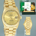 PAPERS Rolex President Day-Date Champagne 18038 Quickset Yellow Gold Watch