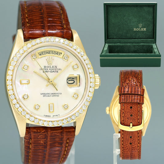 Rolex Day-Date President 18078 Mother of Pearl Diamond Yellow Gold 36mm Quick Set Watch