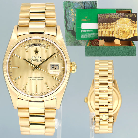 Rolex President Day Date Champagne Roman 18238 Double Quick Set Yellow Gold Watch