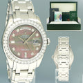 2006 PAPERS Rolex Platinum Masterpiece Diamond 18946 39MM MOP Diamond Watch