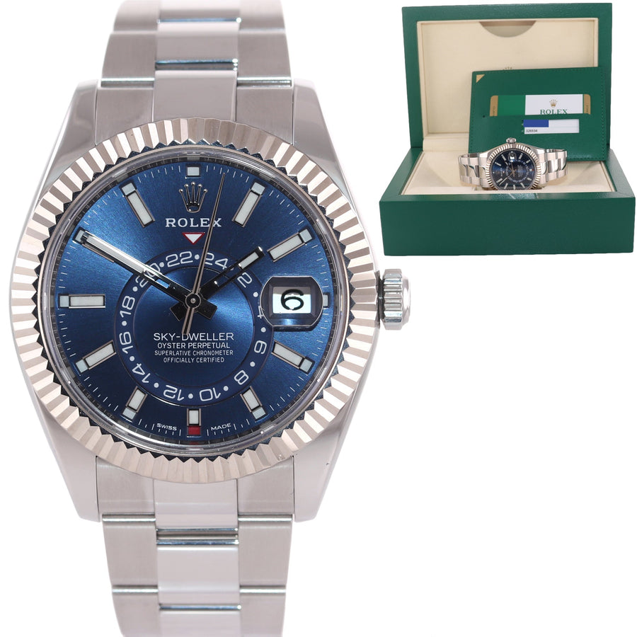 2019 MINT PAPERS Rolex Blue Sky-Dweller Steel White Gold 42mm 326934 Watch Box