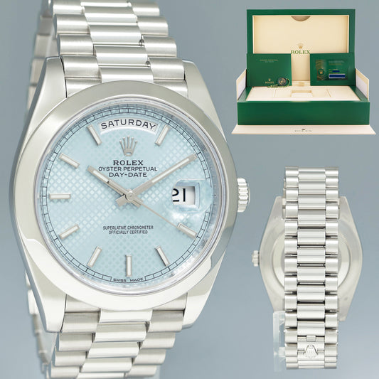 2022 MINT PAPERS Rolex Platinum President Day Date 40 Blue Motif 228206 Watch Box