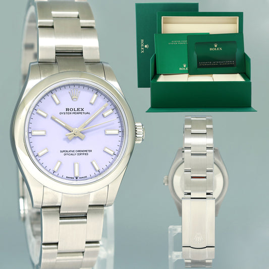 August 2025 NEW PAPERS Rolex Oyster 277200 Perpetual 31mm Lavender Purple Watch Box