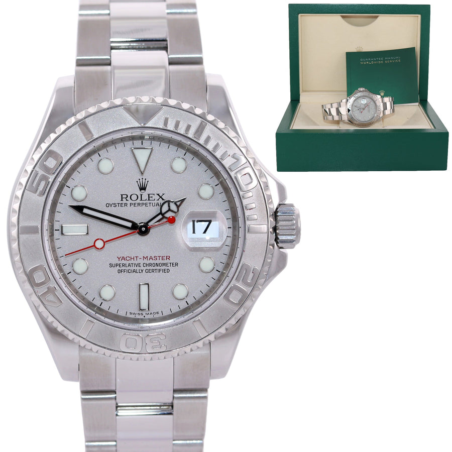 2010 ENGRAVED REHAUT Rolex Yacht-Master 16622 Steel Platinum Bezel 40mm Watch