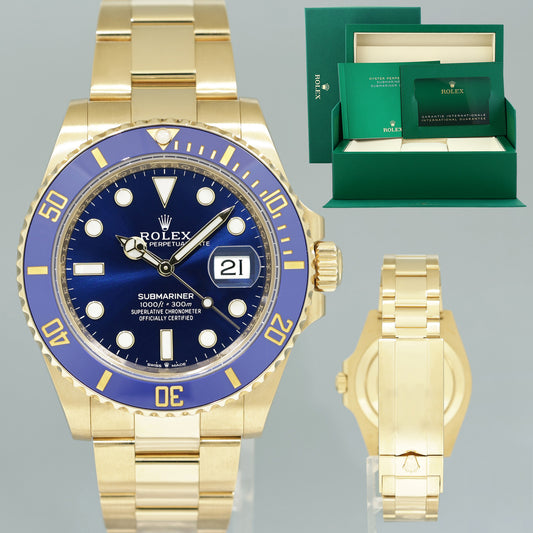 2026 NEW PAPERS Rolex Submariner Sunburst Blue Ceramic 126618LB Yellow Gold Watch Box