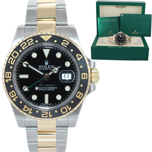 MINT 2017 Rolex GMT-Master 2 Ceramic 116713 Black Two Tone Steel Gold Watch Box