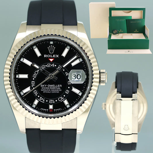 2024 NEW Rolex 336239 Black Sky-Dweller White Gold 42mm Oysterflex Watch Box