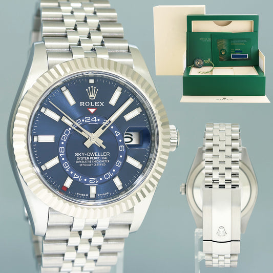 2024 NEW PAPERS Rolex Sky-Dweller Steel BLUE Jubilee Fluted 42mm 336934 Watch Box